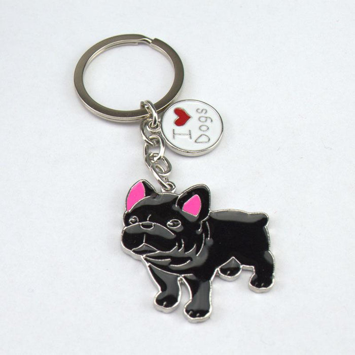 Multicolor Pet Dog Painted Zinc Alloy Keychain