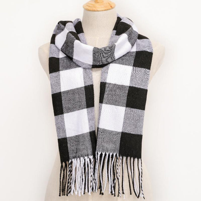 Winter Tassel Lattice Warm Scarves