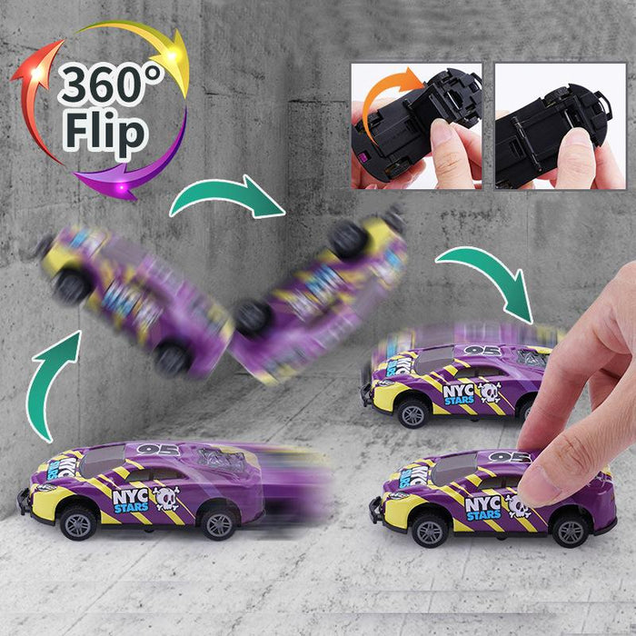 Flip stunt car alloy pull back four-wheel drive racing car