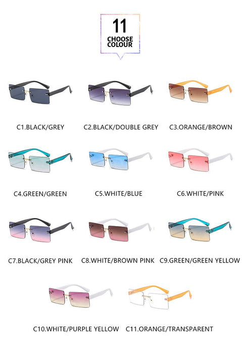 Square frameless colour candy Sunglasses
