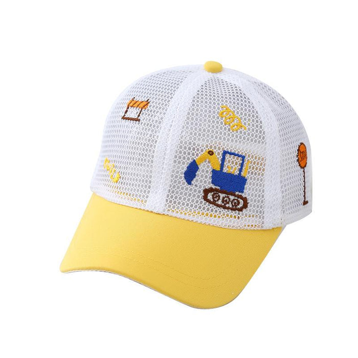 Children's Summer Cartoon Small Excavator Sunshade Net Cap