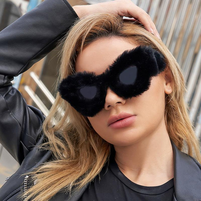 Plush Sunglasses Women's Fashion Cat's Eye Sunglasses