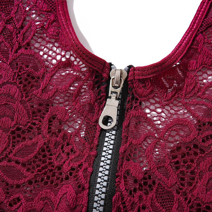 Sexy Lingerie Women's Lace Front Closure Halter Bodysuit