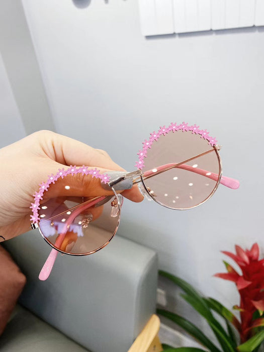 Metallic texture of children's flower Sunglasses