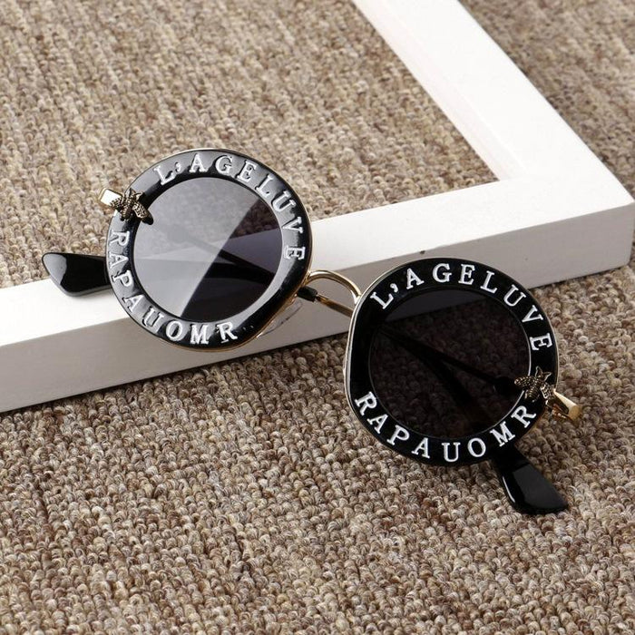 Children's letters Sunglasses round frame Retro