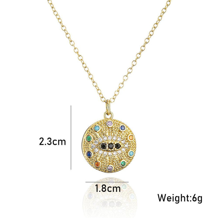 New Fashion Eye Pendant Gold Color Zircon Necklace