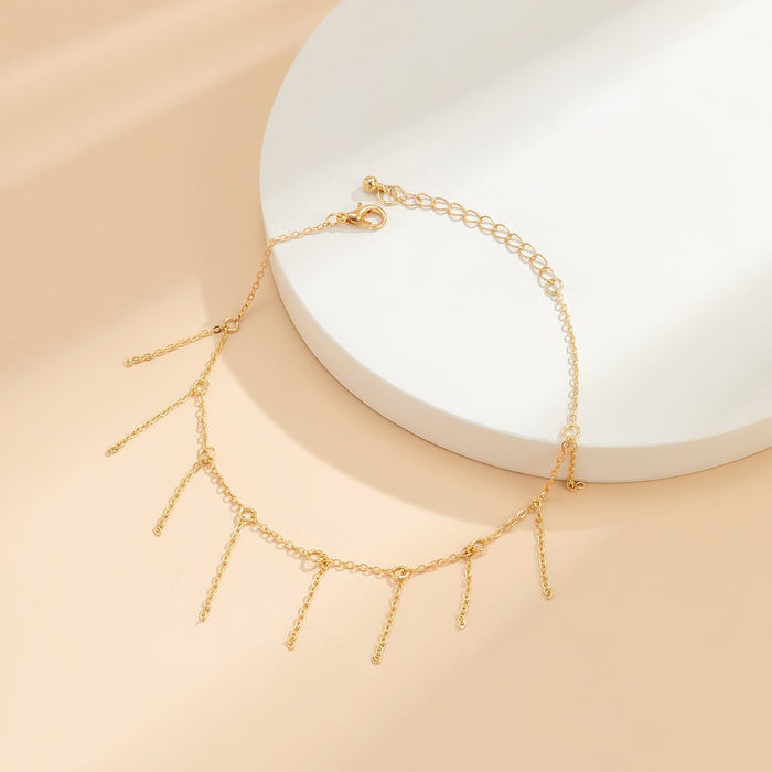 Simple Tassel Ring Hollow Single Foot Chain