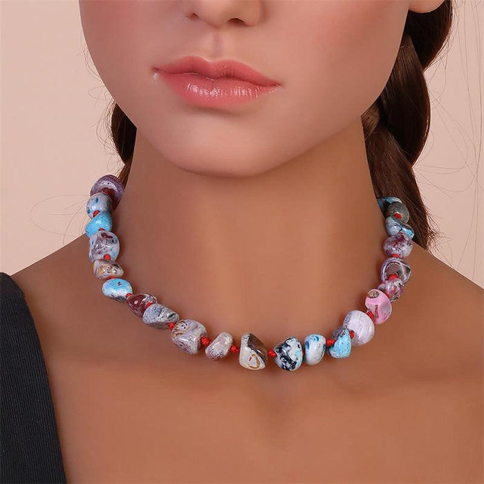DIY Handmade Beaded Natural Agate Necklace