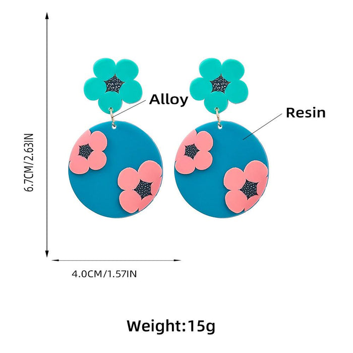 Summer Geometric Floral Terracotta Earrings