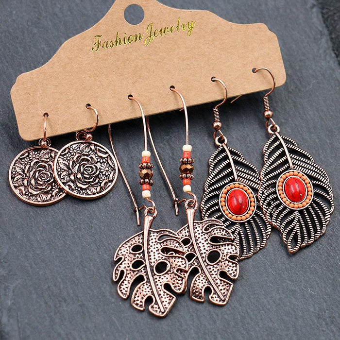 Creative Vintage Champagne Golden 3 pcs earrings set