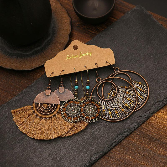 3 pairs/set Earrings Bohemian Style Jewelry X0X36212
