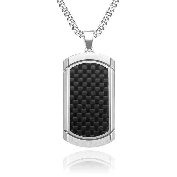 Men's Titanium Steel Black Fiber Pendant Necklace Jewelry