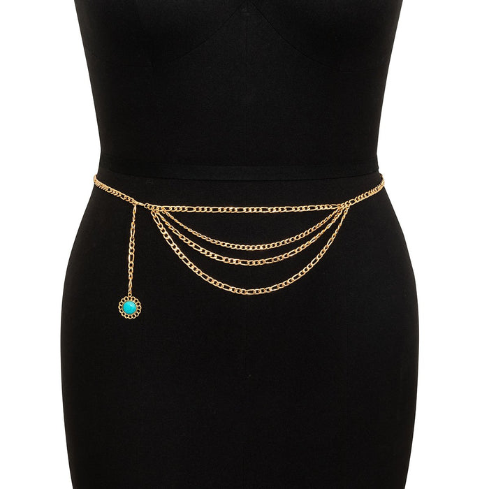 Retro Beach Pendant Waist Chain Sexy Hollow Tassel Body Chain