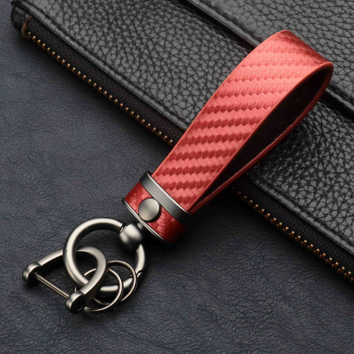 New Carbon Fiber Pattern Fashion Lengthened Leather Key Chain