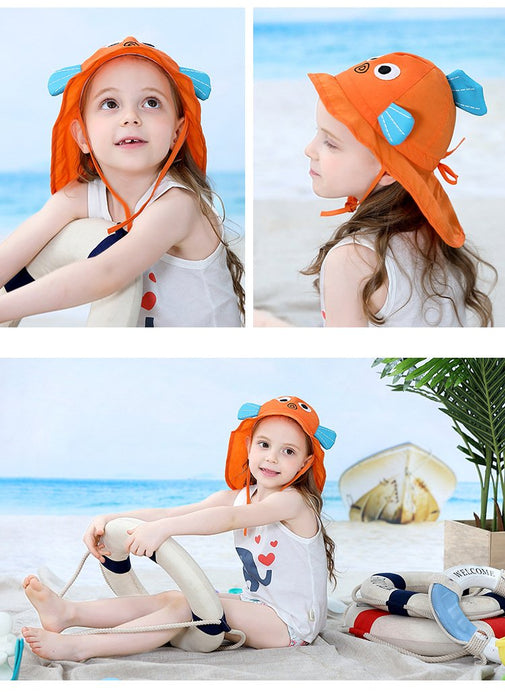 Cartoon Goldfish Cute Outdoor Sunscreen Children's Shawl Hat