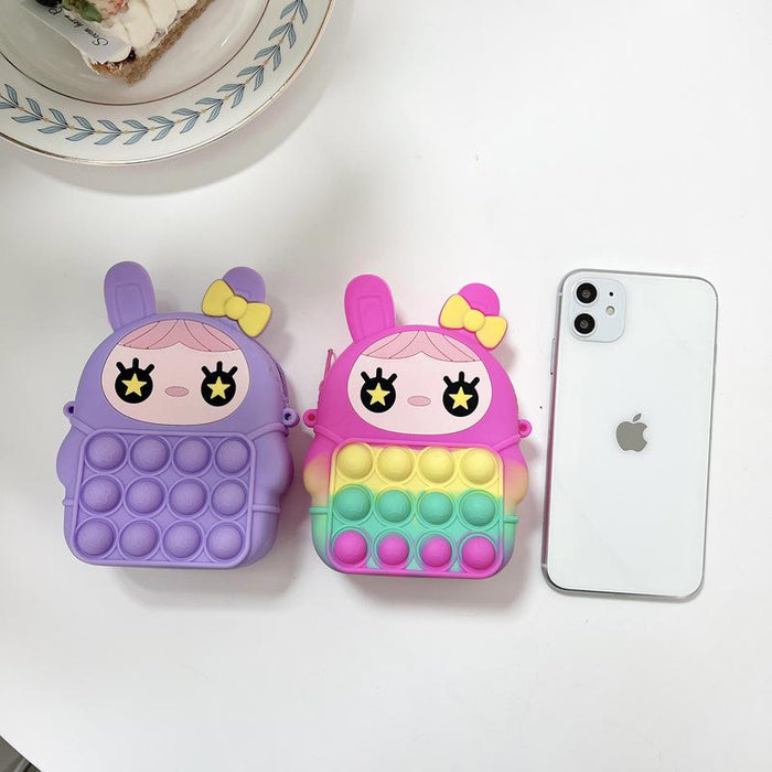 Small bag student with rope silicone toy