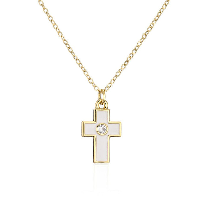 Personality Fashion Drip Oil Cross Pendant Gold Color Necklace