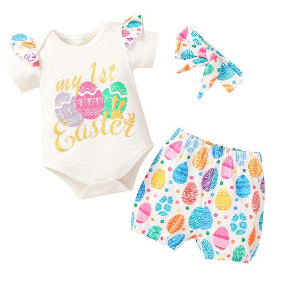 Letter over printed rabbit three piece set