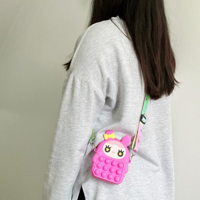 Small bag student with rope silicone toy