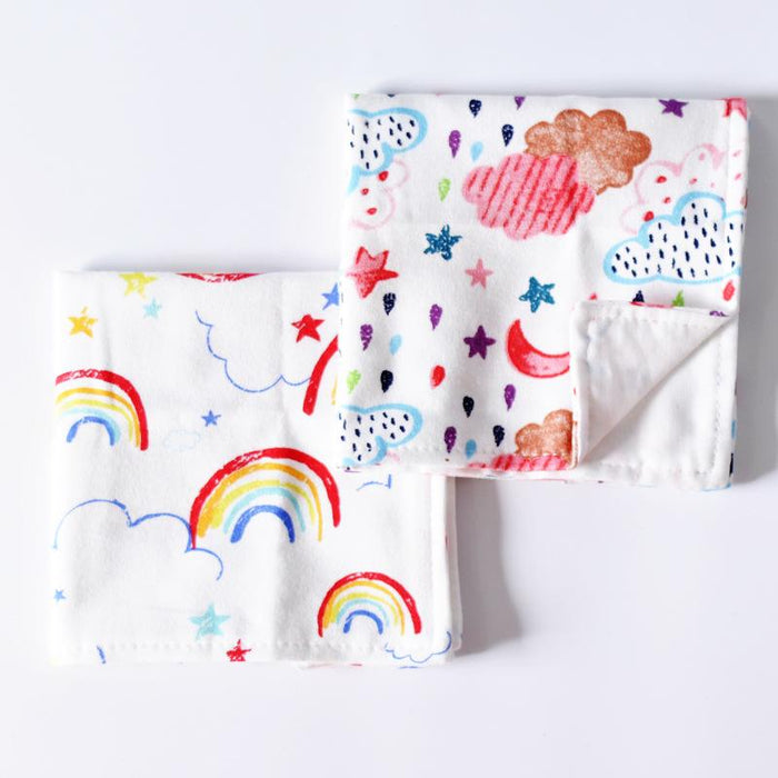 2Pcs/set Baby Cotton + Gauze Double-layer Square Saliva Towel