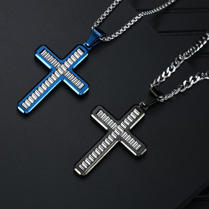 Men's Wavy Simple Pendant Cross Necklace Jewelry