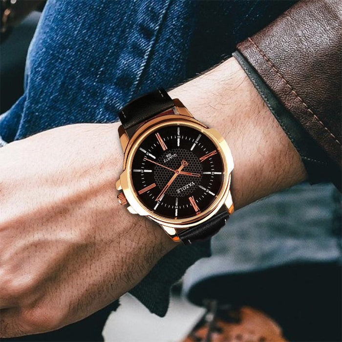 YAZOLE Top Brand Luxury Fashion Leather Men's Watch Unique Design Clock