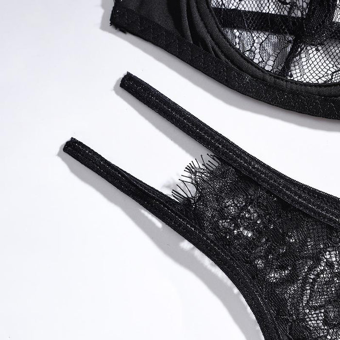 Summer Thin Lace Mesh Underwear Women Sexy Lingerie Set