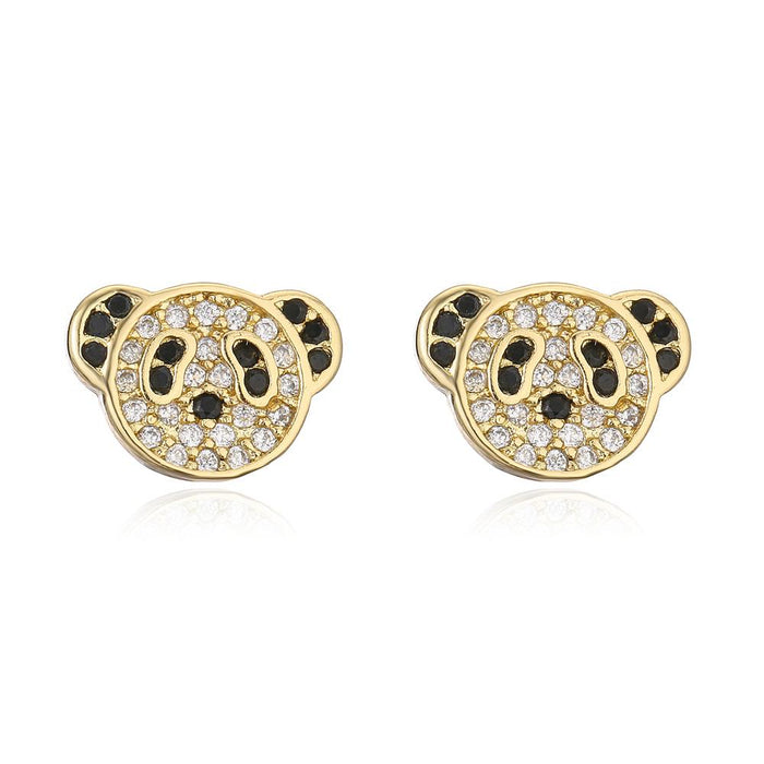 Fashion Personality Gold Color Zircon Cute Animal Stud Earrings