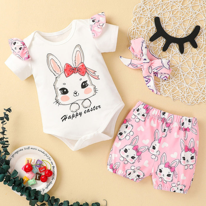 Letter over printed rabbit three piece set
