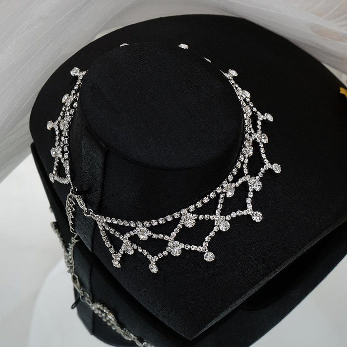 New Exaggerated Design Rhinestone Mesh Women's Necklace Accessories