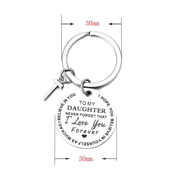 New Titanium Steel Round Personality Keychain For My Son/My Daughter
