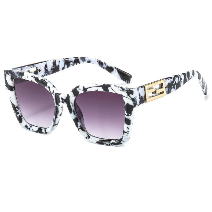 Metal square personalized stripe Sunglasses