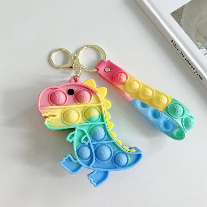 Cartoon cute flower girl silicone bag keychain ring
