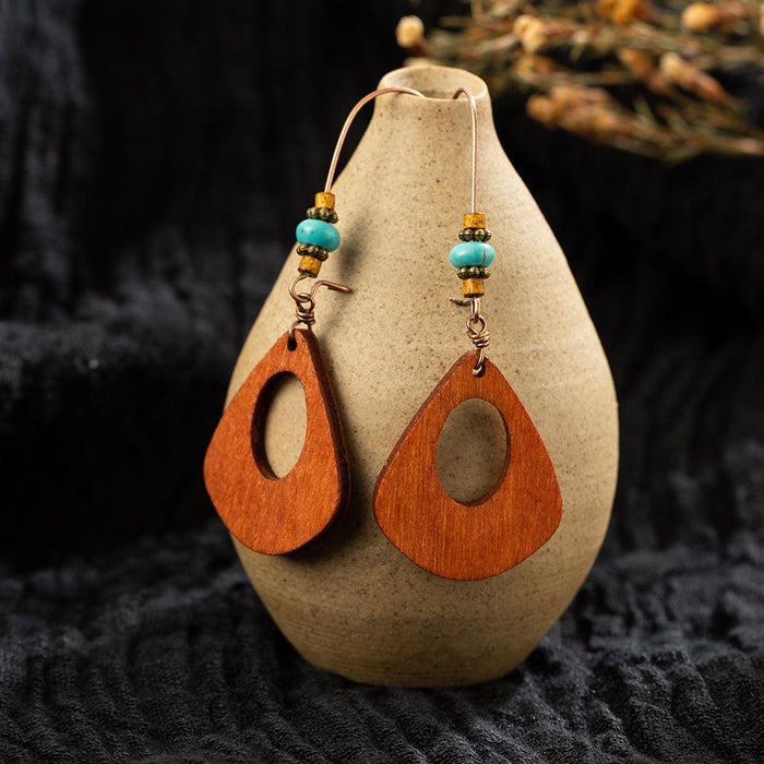 Bohemian Beaded Vintage Wooden Earrings