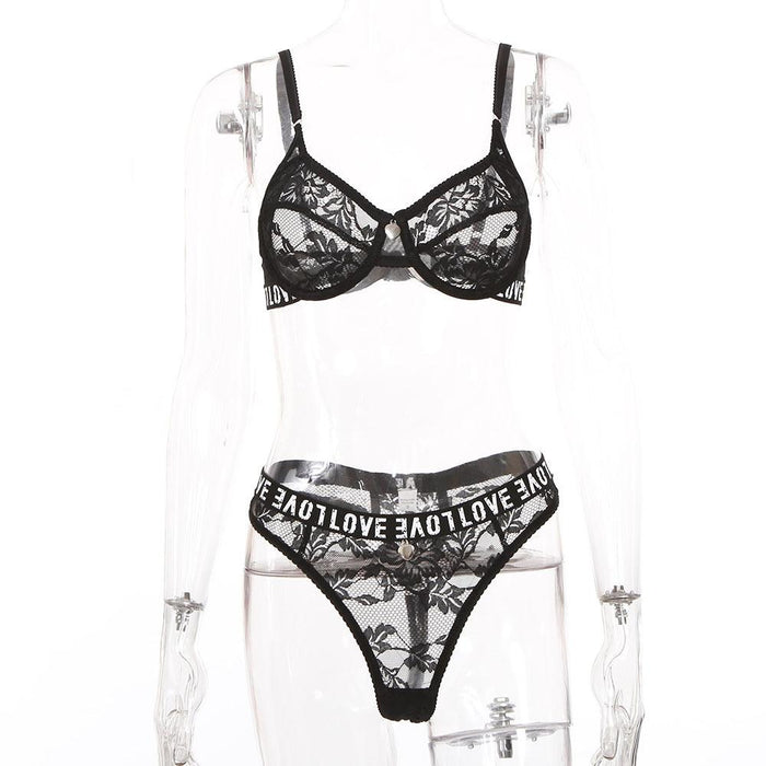 Women's Lace Alphabet Underwear Sexy Lingerie Set