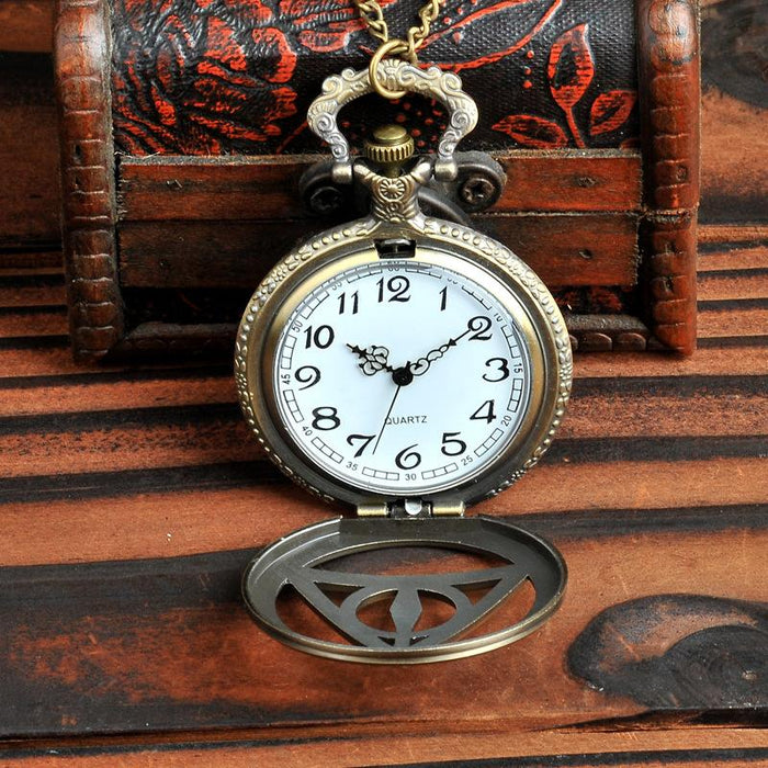 Vintage Hollowed Out Harry Potter Triangle Pocket Watch Ll3720