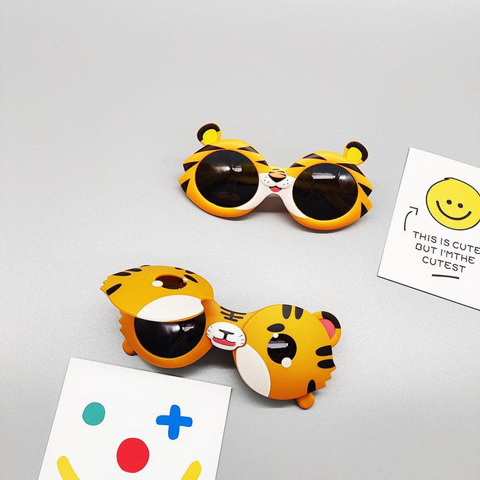 Children Cartoon Funny Little Tiger Folding Sunglasses