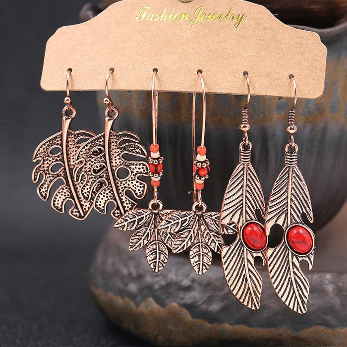 3 pairs/set Earrings Bohemian Style Jewelry X0X36194