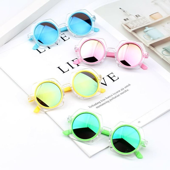 Children's Sunglasses New transparent frame reflective color