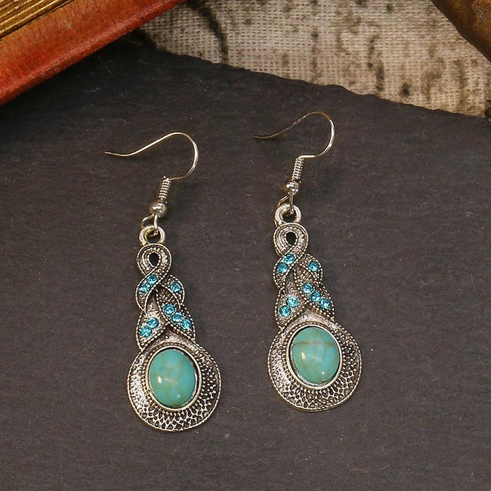 Women's Vintage Boho Greenstone Earrings