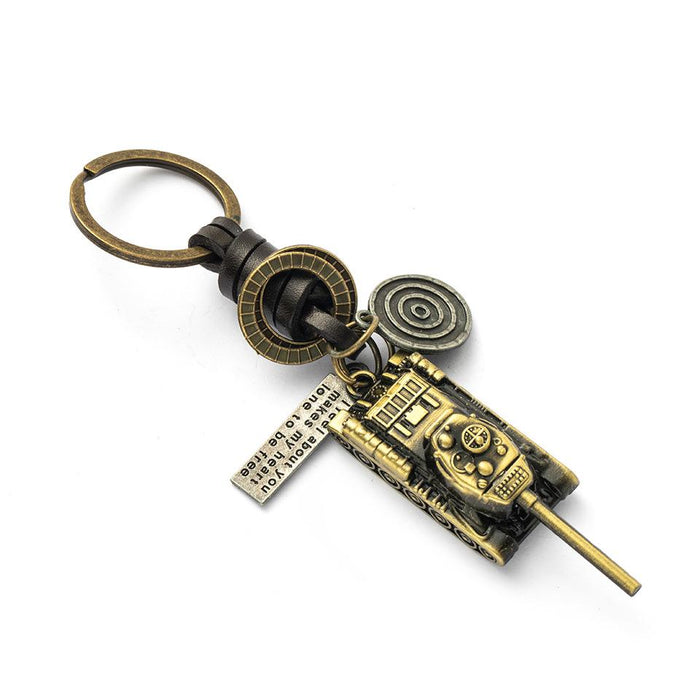 Vintage punk style leather metal key chain creative small gift hand woven car key chain pendant