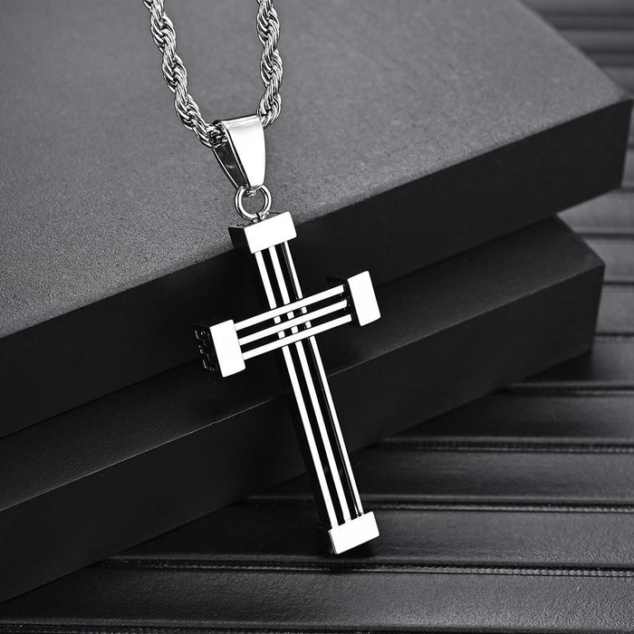 Titanium Steel Hip Hop Couple Pendant Cross Necklace