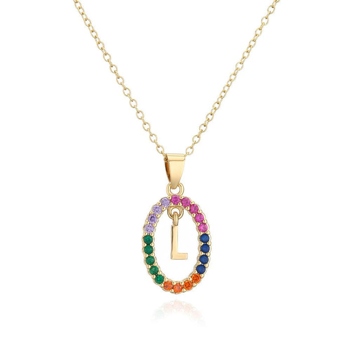 Ins Small Fresh 26 English Letter Zircon Pendant Necklace