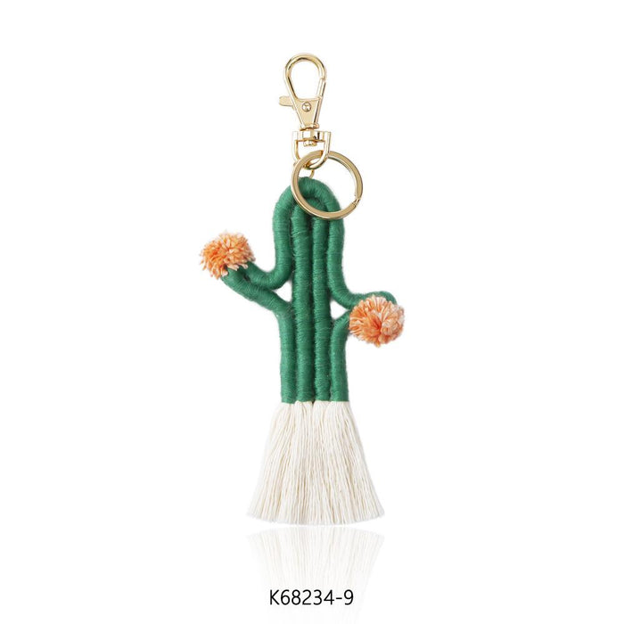 Hand Woven Cactus Key Chain Bohemian Bag Pendant