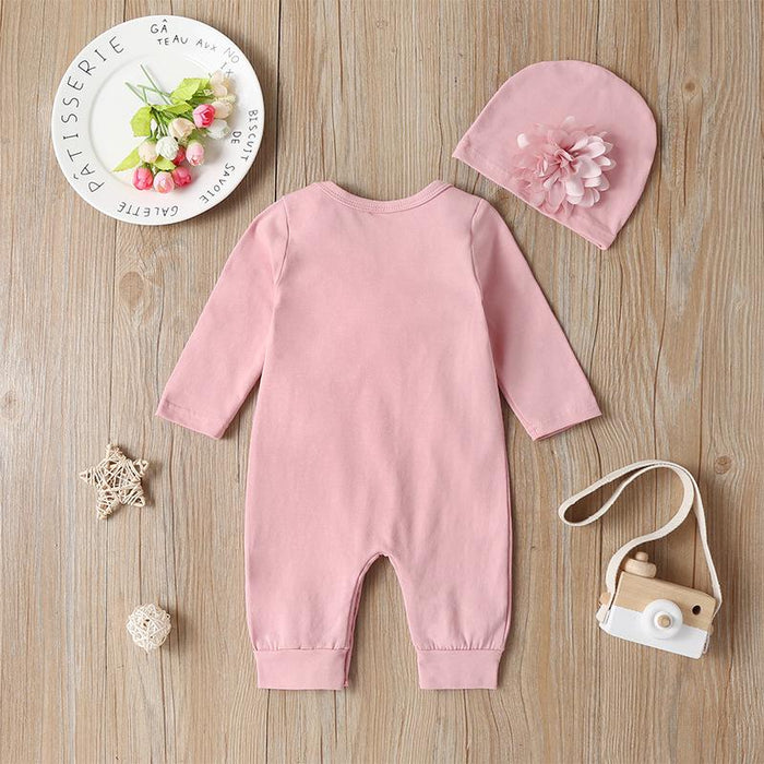 Long Sleeved Baby Flower Bodysuit With Hat