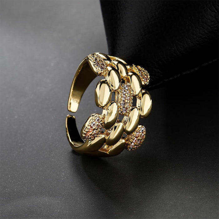 New Gold Color Zircon Pop Open Ring