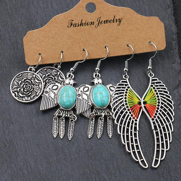 Fashion Owl Wings Earrings Set