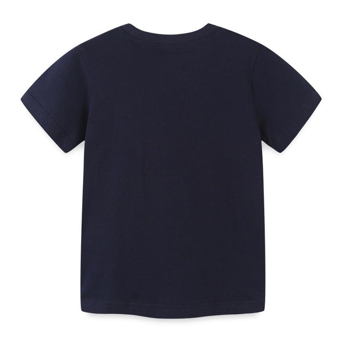 Knitted cotton boys' short sleeved T-shirt cartoon round neck bottomed shirt