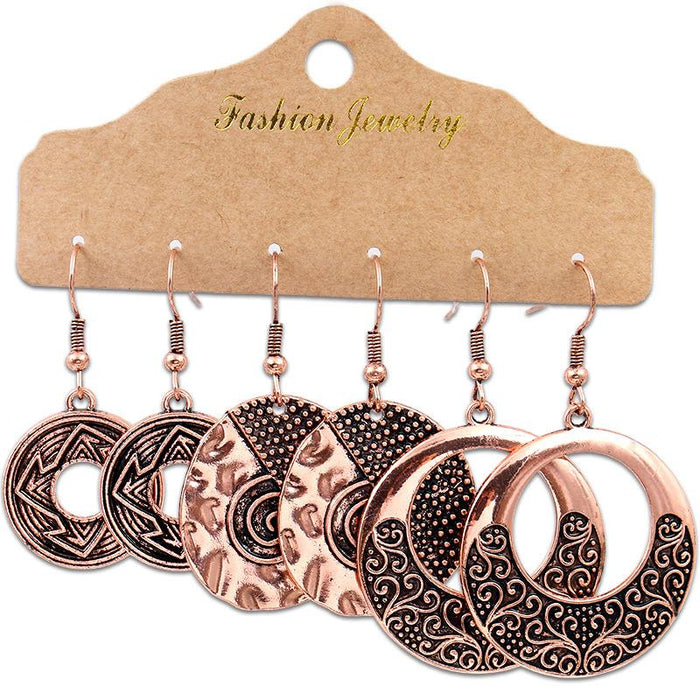 Retro Punk Metallic 3-Pair Earrings