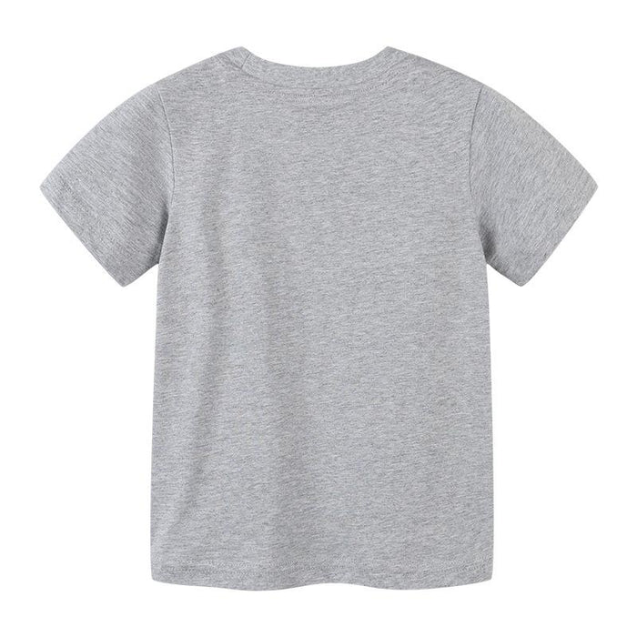 Knitted cotton short sleeve T-shirt cartoon round neck